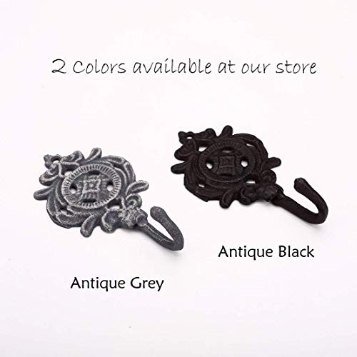 Ambipolar Indian Leaf Hook Antique Decorative Vintage Style Heavy Duty Wall Coat Hooks Pack of 3 (Antique Black) - Image 5