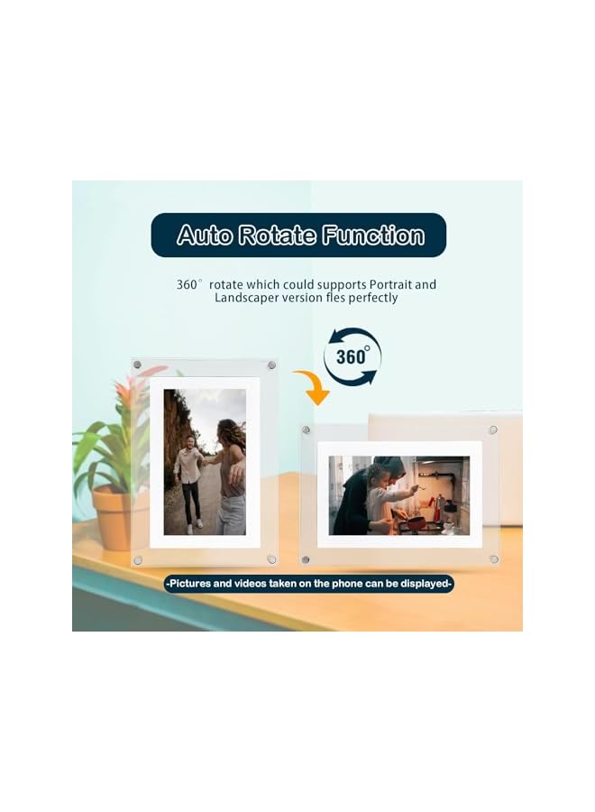 The Bros 5 Inch Acrylic Digital Picture Frame, 8GB Memory, 1000mAh Built-in Battery Digital Photo Frame, Auto Rotation Photo/Video, Video Frame Perfect for Home Decor,Gift, Valentine's Day - Image 4