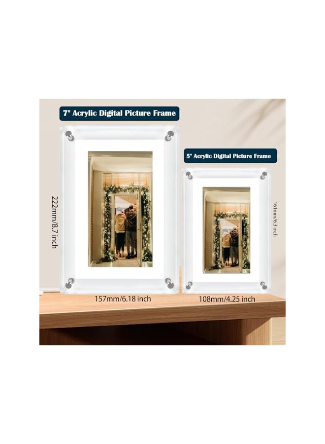 The Bros 5 Inch Acrylic Digital Picture Frame, 8GB Memory, 1000mAh Built-in Battery Digital Photo Frame, Auto Rotation Photo/Video, Video Frame Perfect for Home Decor,Gift, Valentine's Day - Image 5