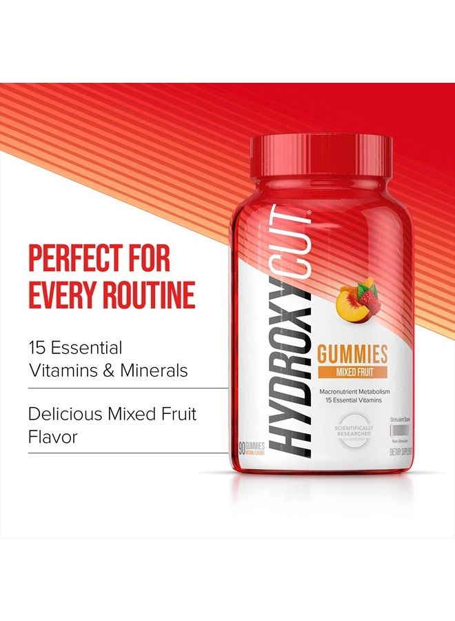 Hydroxycut Caffeine-Free Gummy for Women & Men | 15 Essential Vitamins & Minerals | Metabolism | 90 Count (Pack of 1) - Image 3