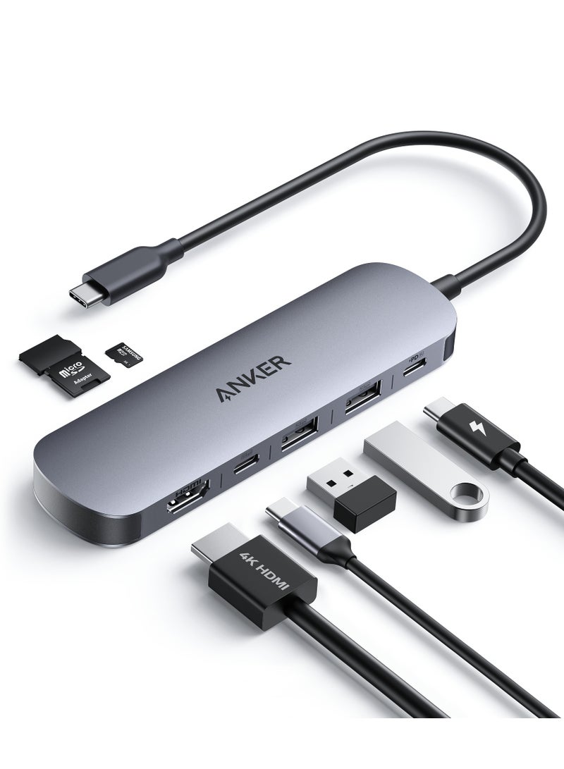 Anker USB C Hub, 7-in-1 Multi-Port USB Adapter for Laptops, 4K@60Hz USB C to HDMI Splitter, 100W Max Power Delivery, 3xUSBA & C 3.0 Data Ports, SD/TF Card, for Type C Devices (Charger Not Included) - Image 1