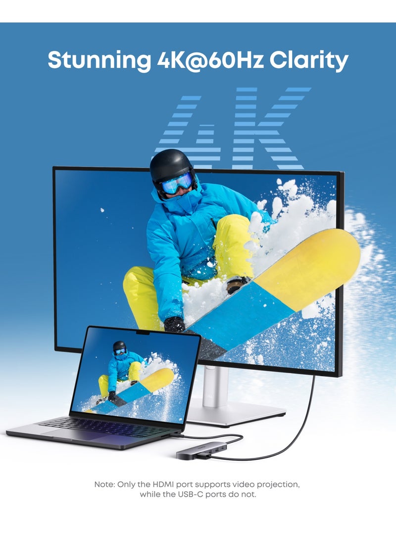 Anker USB C Hub, 7-in-1 Multi-Port USB Adapter for Laptops, 4K@60Hz USB C to HDMI Splitter, 100W Max Power Delivery, 3xUSBA & C 3.0 Data Ports, SD/TF Card, for Type C Devices (Charger Not Included) - Image 3