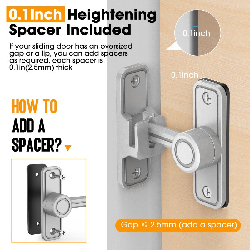 MeBantoo Sliding Barn Door Lock Hardware  90 Degree Locks For Barn Doors  Flip Gate Latches For Barn  Garden  Bathroom  Outdoor  Garage  Window (Silver) - Image 4