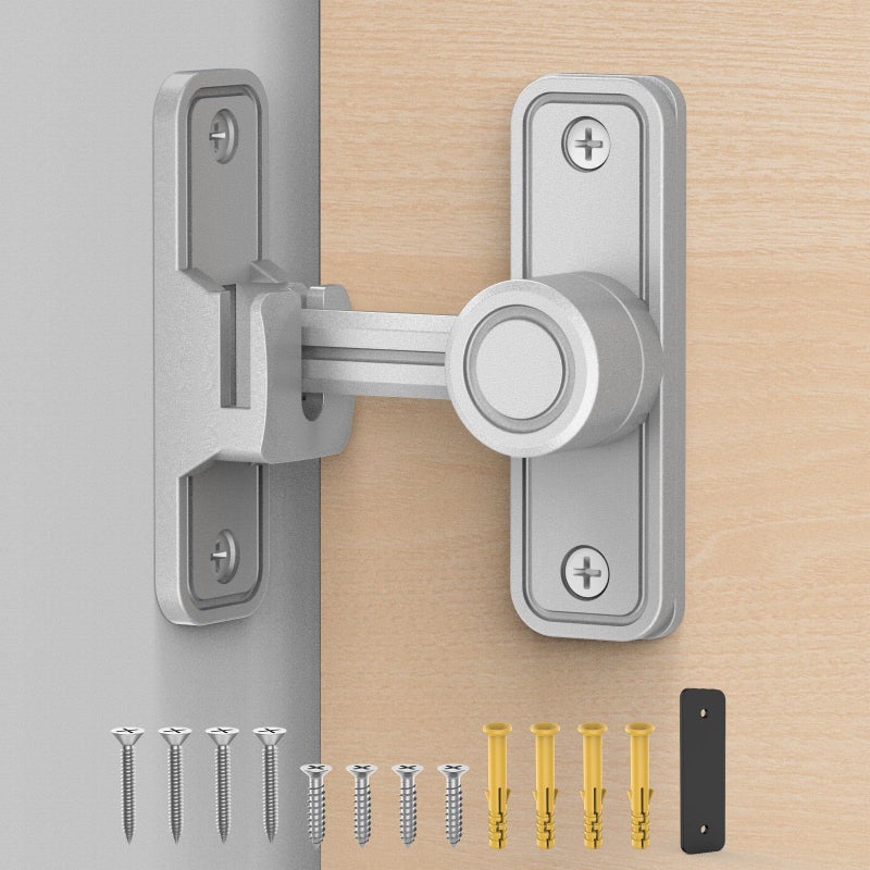 MeBantoo Sliding Barn Door Lock Hardware  90 Degree Locks For Barn Doors  Flip Gate Latches For Barn  Garden  Bathroom  Outdoor  Garage  Window (Silver) - Image 1