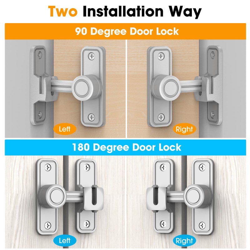 MeBantoo Sliding Barn Door Lock Hardware  90 Degree Locks For Barn Doors  Flip Gate Latches For Barn  Garden  Bathroom  Outdoor  Garage  Window (Silver) - Image 3