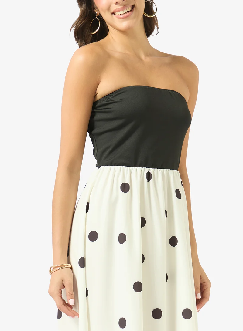 Ginger  Bandeau Polka Dot A Line Dress for Women | Best Price UAE