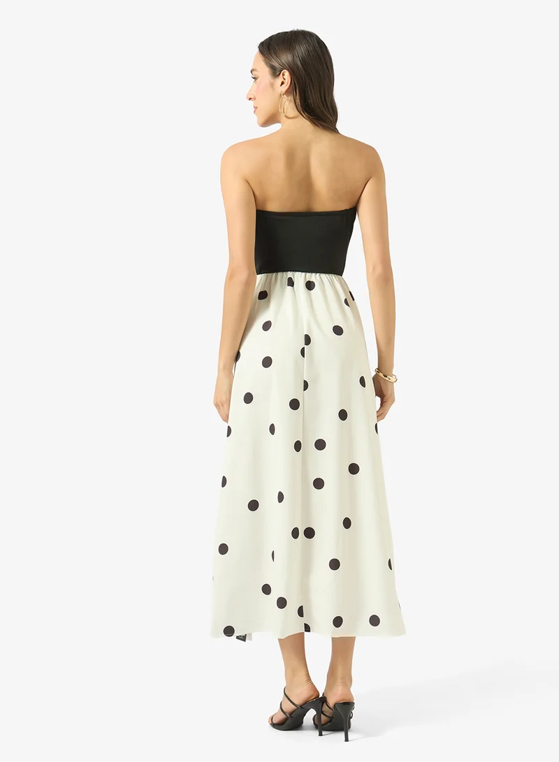 Ginger Bandeau Polka Dot A Line Dress