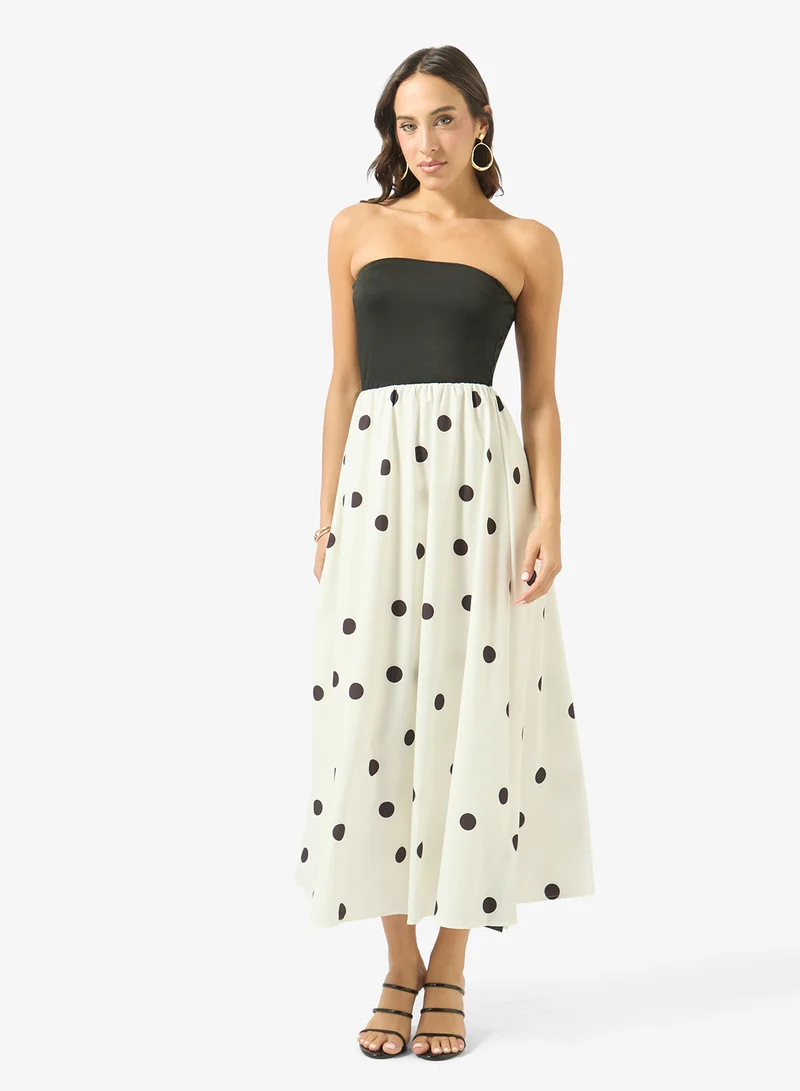 Ginger Bandeau Polka Dot A Line Dress