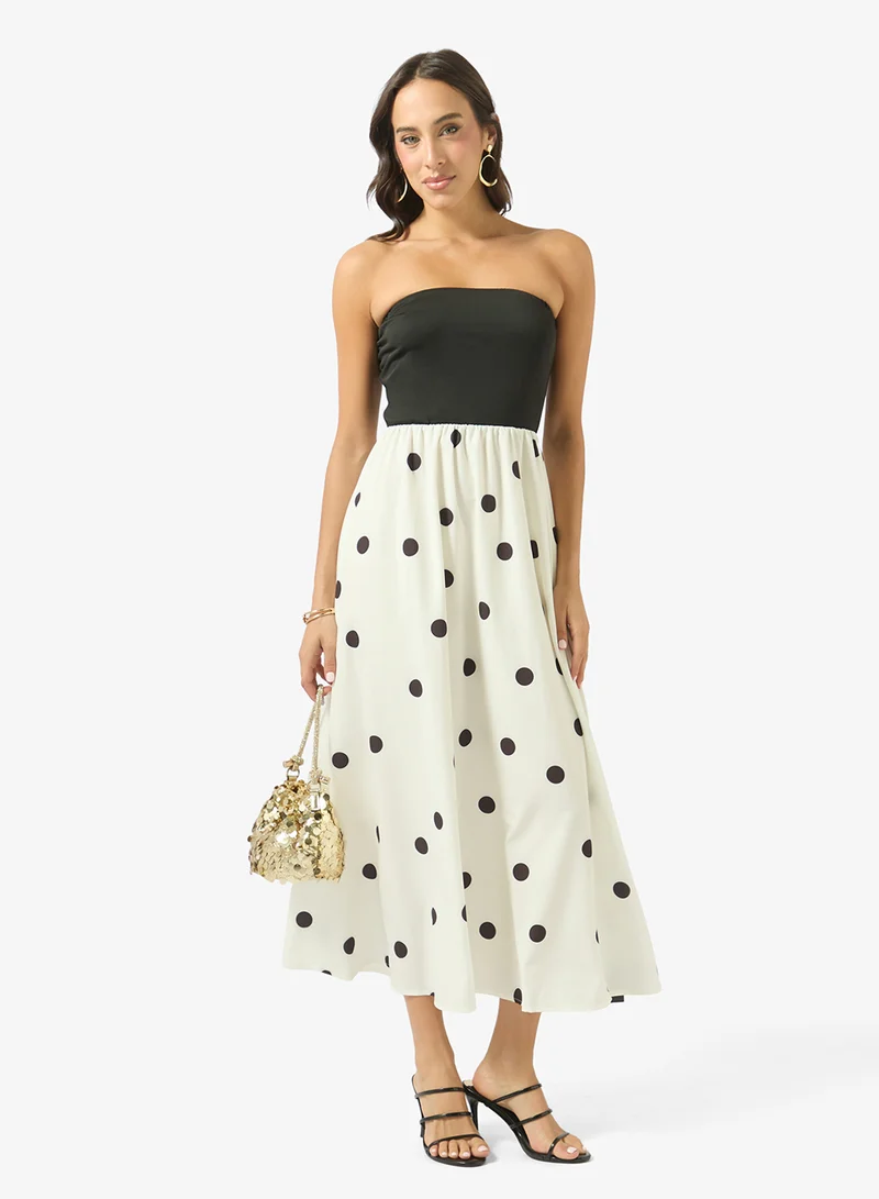 Ginger  Bandeau Polka Dot A Line Dress for Women | Best Price UAE