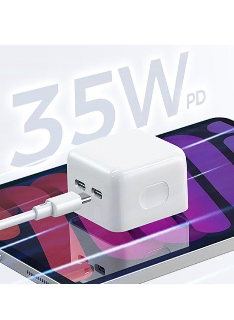 Generic 35W Dual Ports Fast Charging USB-C+C Power Adapter USB-C To Lightning Cable For Apple iPhone 14 13 Series  - Image 2