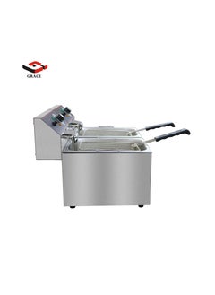 Grace Grace Commercial Countertop Electric Double Fryer 16L Stainless Steel 2 Tank Deep Fryer with Cover 6500 Watts  - Image 4