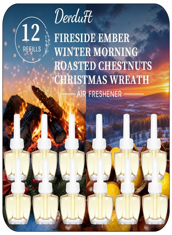 DERDUFT Plug In Refills Air Freshener, Summer Scents with Fireside Ember, Winter Morning, Roasted Chestnuts, Christmas Wreath - 12 Count, 7.92 Fl Oz - Compatible with Air Wick & Glade - Image 1