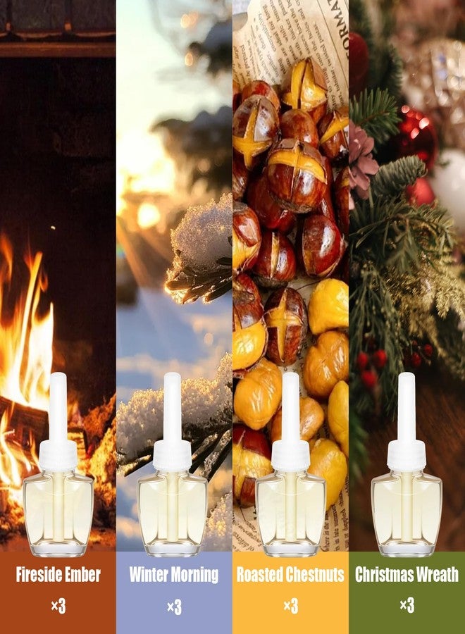 DERDUFT Plug In Refills Air Freshener, Summer Scents with Fireside Ember, Winter Morning, Roasted Chestnuts, Christmas Wreath - 12 Count, 7.92 Fl Oz - Compatible with Air Wick & Glade - Image 3