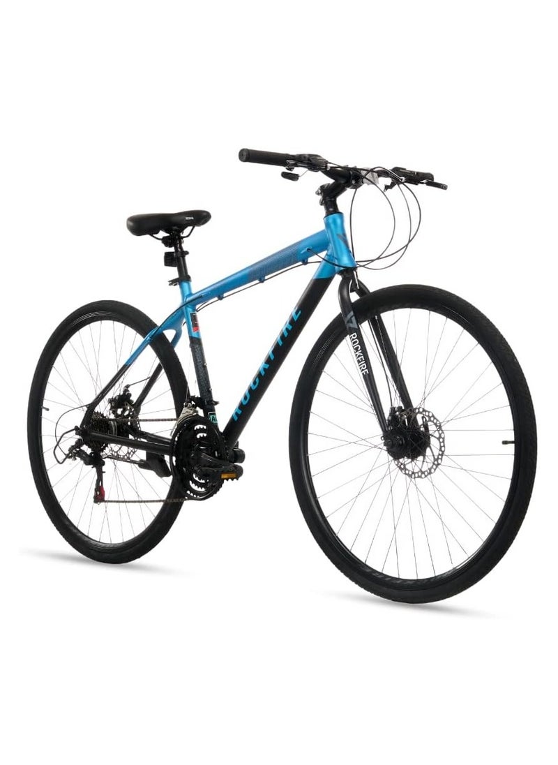 Rockfire Hustle Sport Hybrid Bike | AL Tech 6061 | Alloy Frame, Shimano Tourney 3x7-Speed Drivetrain, Logan Mechanical Disc Brakes, | Optimal Grip | Lightweight | For Fitness & Long-Distance Rides  - Image 3
