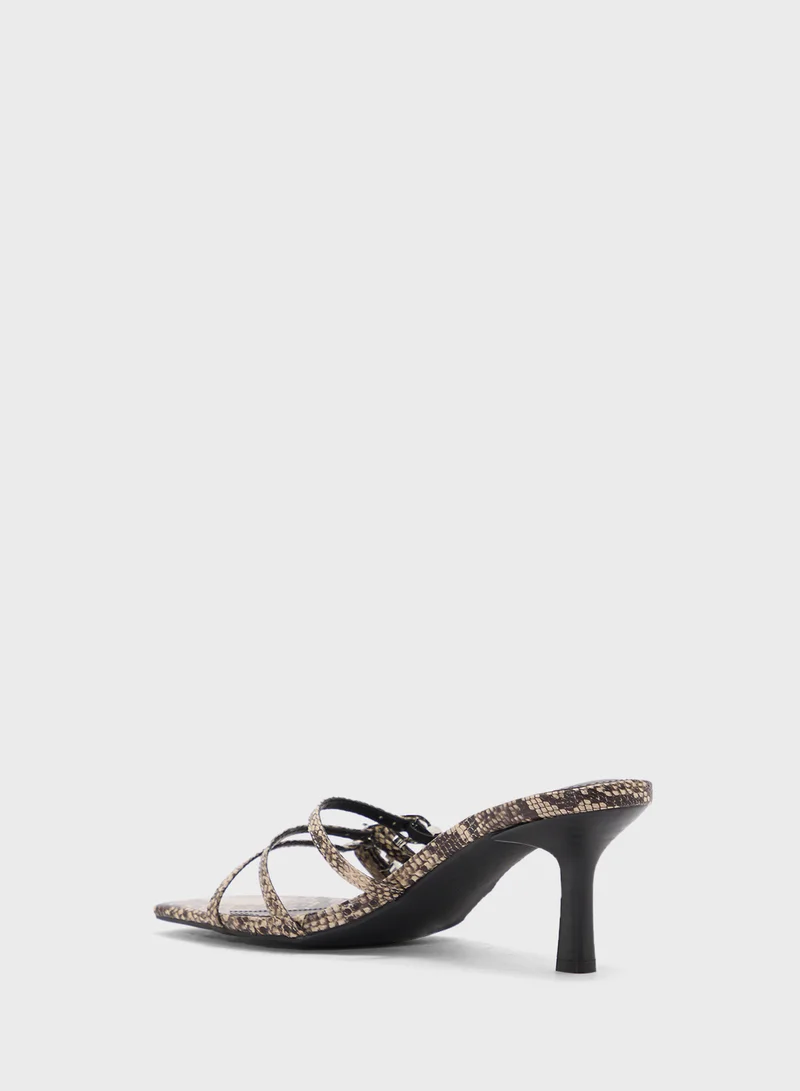 ELLA Square Toe Buckled Multi Strap Sandal