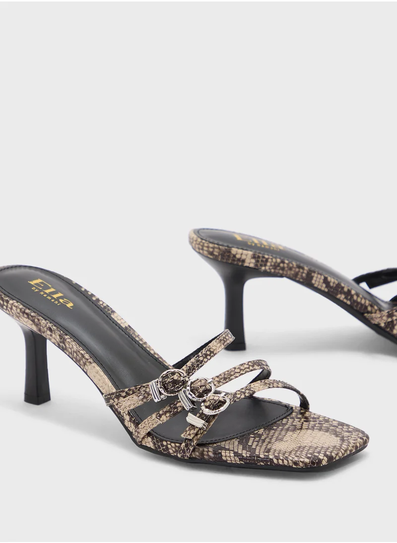 ايلا Square Toe Buckled Multi Strap Sandal