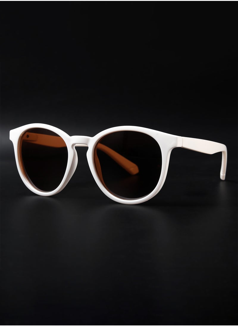 Woggles - Radon White Polarized Round Sunglasses - Image 1