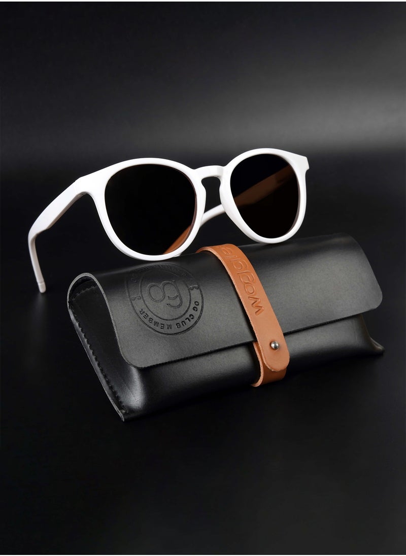 Woggles - Radon White Polarized Round Sunglasses - Image 1