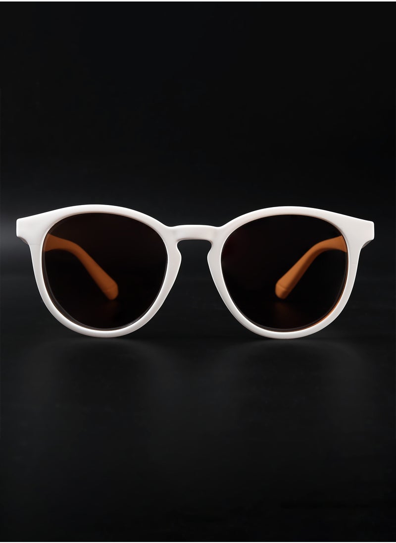 Woggles - Radon White Polarized Round Sunglasses - Image 1