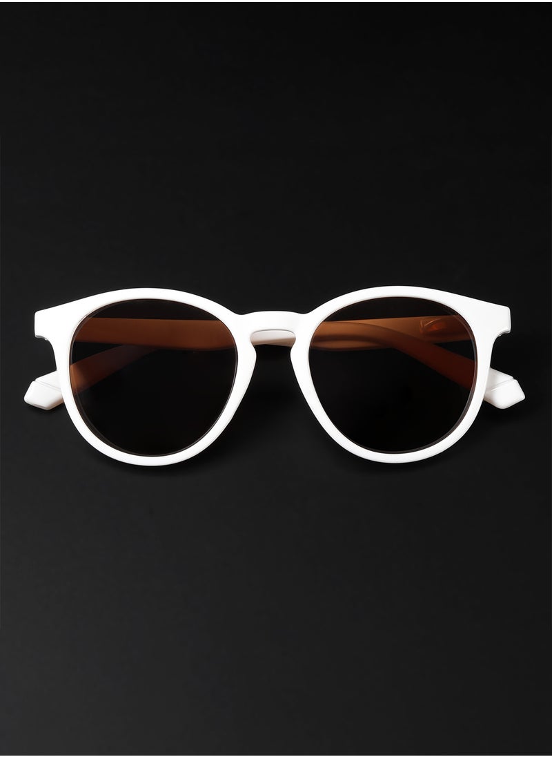 Woggles - Radon White Polarized Round Sunglasses - Image 1