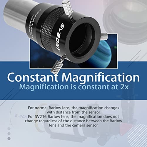 SVBONY SV216 2X Barlow Lens, 1.25inch FMC 4-Elements APO Apochromatic Barlow, Double Magnification Telescope Accessories for Planetary Visual and Photography - Image 3