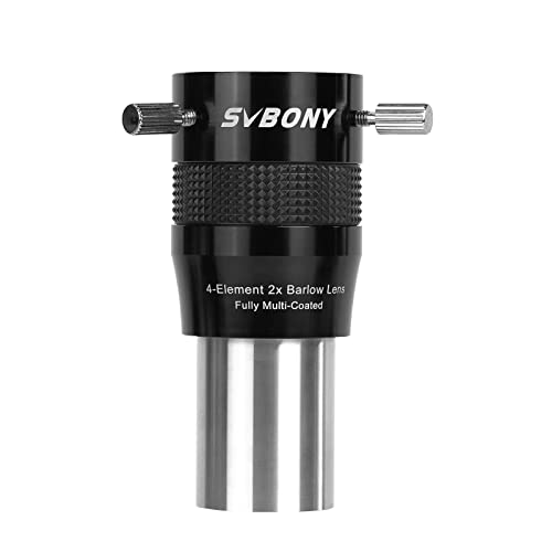 SVBONY SV216 2X Barlow Lens, 1.25inch FMC 4-Elements APO Apochromatic Barlow, Double Magnification Telescope Accessories for Planetary Visual and Photography - Image 1