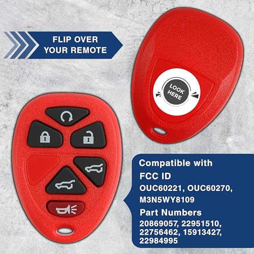 KeylessOption 2X KeylessOption Key Fob Replacement for 2007 2008 2009 2010 2011 2012 2013 2014 Cadillac Escalade Chevrolet Chevy Suburban Tahoe GMC Yukon Remote, 6-Button 15913427, Locksmith Required 2011+ - Image 4