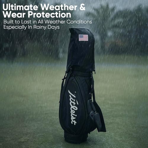 barudan golf Golf Bag Cover Rain Hood Black with US Flag - Image 3