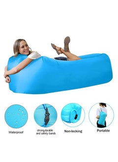Arabest Outdoor Inflatable Sofa,Portable Beach Camping Sofa,Fast Inflatable,Wear and Scratch Resistant,For Pool/Grass/Yard/Living Room(Blue200*70cm)  - Image 3