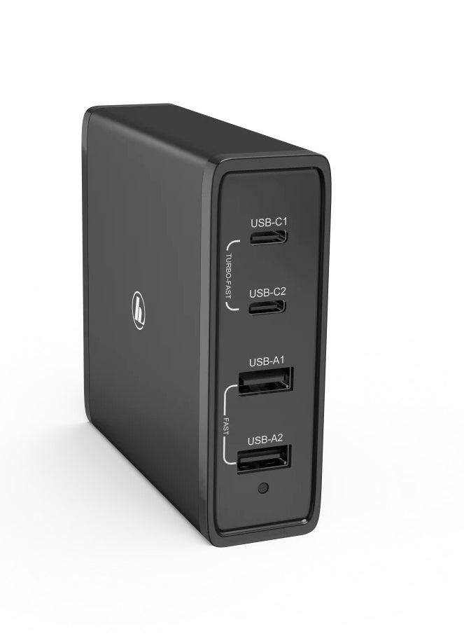 هاما HAMA 73183376 65 Watt Charging Station, UK Cable, 4-Way (2x PD USB-C, 2x USB-A), black  - Image 3