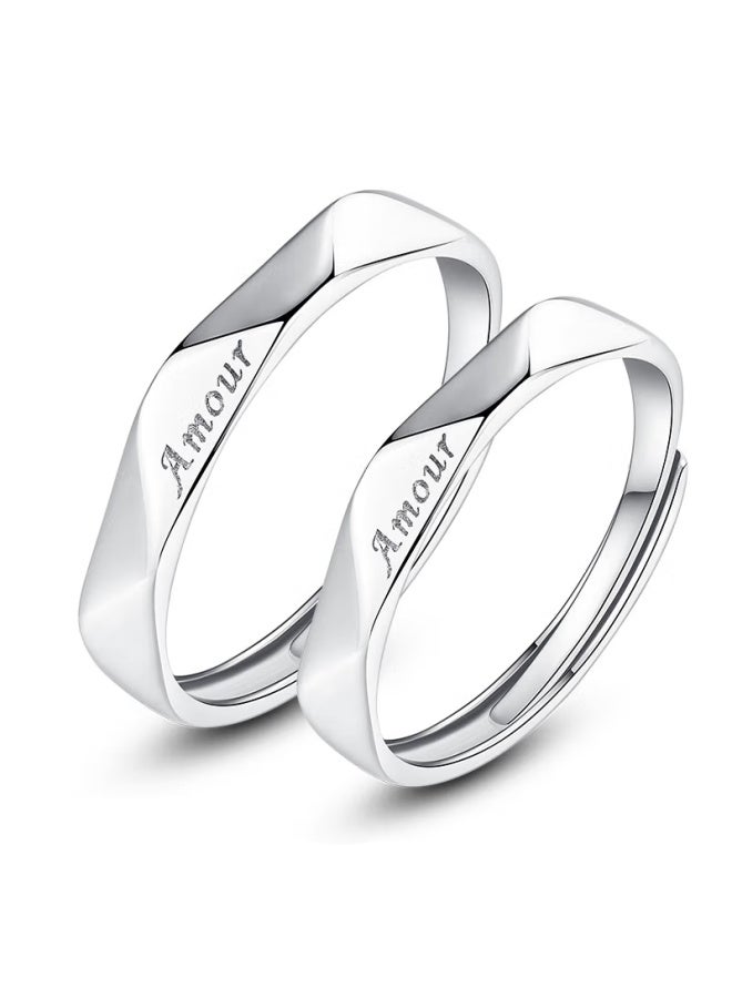 Manhe S925 Silver Ring, Couple Rings, Engagement Diamond Ring, Open-end Style For Women And Men, End-ring, New Year Gift - Image 2