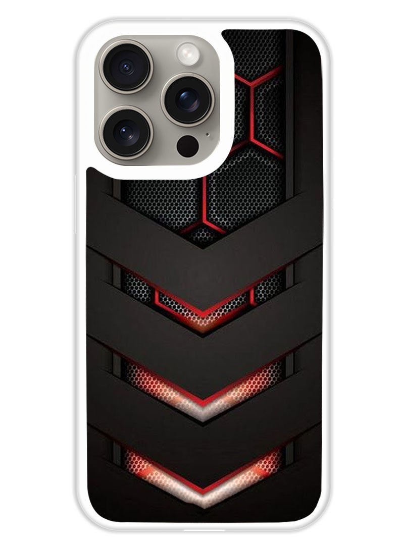 Theodor غطاء واقي لهاتف APPLE IPHONE 15 Pro باللون الأحمر والأسود (مصد أبيض) - Image 1