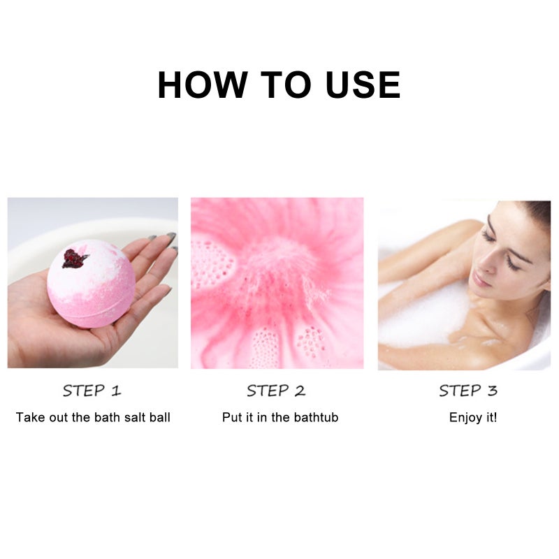 6PCS Aromatherapy Bath Bombs Stress Relief & Relaxation Scented Shower Bath Salt Ball for Valentine's Day/Birthday Gift - Image 5