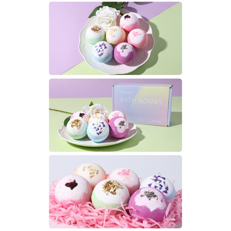 6PCS Aromatherapy Bath Bombs Stress Relief & Relaxation Scented Shower Bath Salt Ball for Valentine's Day/Birthday Gift - Image 4