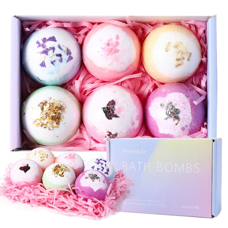 6PCS Aromatherapy Bath Bombs Stress Relief & Relaxation Scented Shower Bath Salt Ball for Valentine's Day/Birthday Gift - Image 1