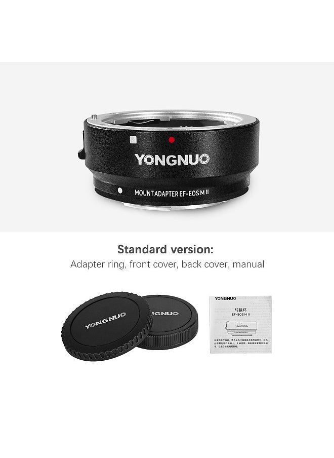 YONGNUO EF-EOSM II Lens Adapter Auto Focus Camera Mount Ring Electronic Aperture Control Waterproof Compatible with Canon EF Lens to Canon EOS M2/M3/M5/M6/M10/M50/M100/M20 Camera Body  - Image 2