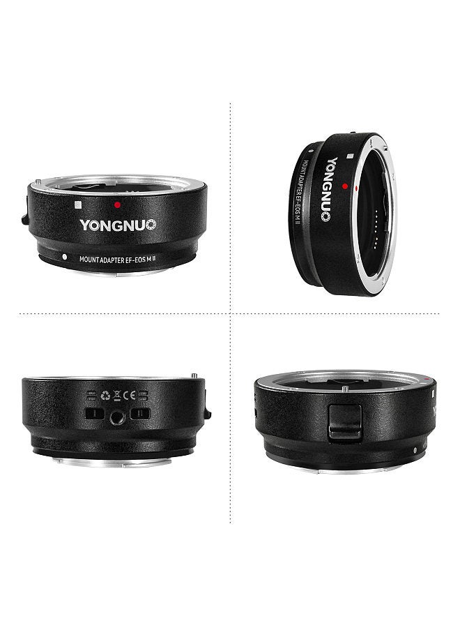 EF-EOSM II Lens Adapter Auto Focus Camera Mount Ring Electronic Aperture Control Waterproof Compatible with Canon EF Lens to Canon EOS M2/M3/M5/M6/M10/M50/M100/M20 Camera Body