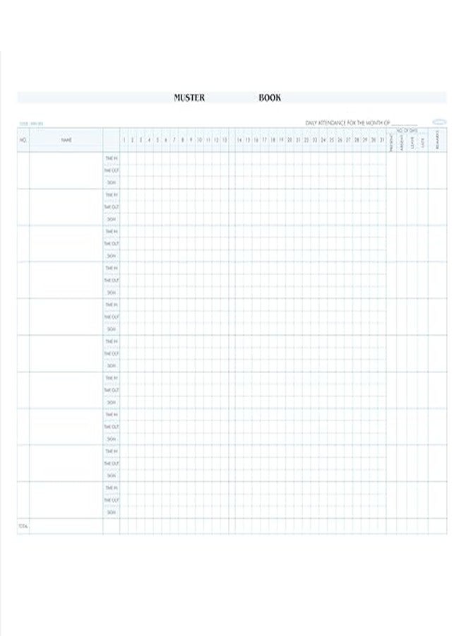 Anupam Attendance Register Signature Time in & Out | Attendance Tracker Book | Hard Bound Class Record Book with 10 Names Per Page | 70 GSM 70 Pages Book for Teacher Employee & Staff (1QR Multicolour) - Image 2