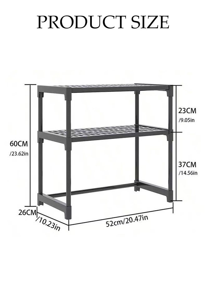 DUNISO 2-Tier Kitchen Storage Rack, Multifunctional Microwave rack,Countertop Rack Organizer with Non-Slip Feet, for Spices, Pots and Pans（White） - Image 2