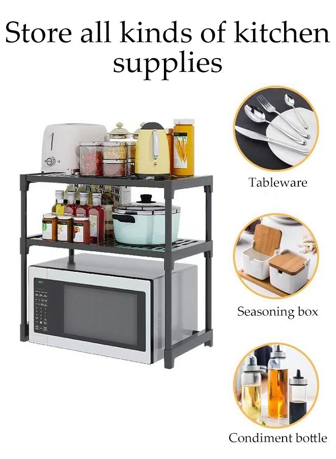 DUNISO 2-Tier Kitchen Storage Rack, Multifunctional Microwave rack,Countertop Rack Organizer with Non-Slip Feet, for Spices, Pots and Pans（White） - Image 4