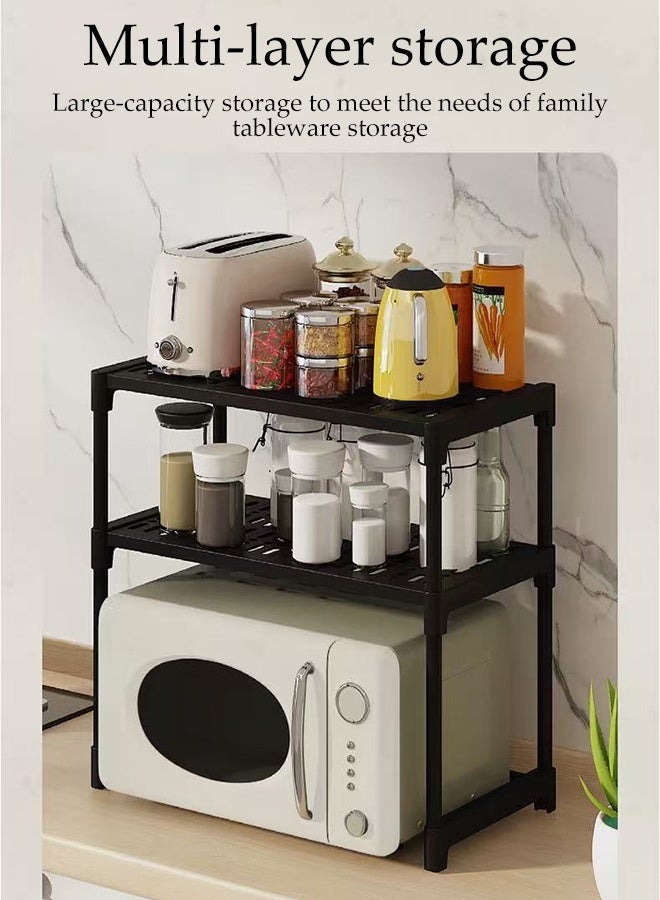 DUNISO 2-Tier Kitchen Storage Rack, Multifunctional Microwave rack,Countertop Rack Organizer with Non-Slip Feet, for Spices, Pots and Pans（White） - Image 5