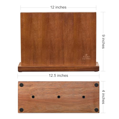 ENOKING كتلة سكاكين مغناطيسية ENOKING 12.5 × 9 بوصة، حامل سكاكين مغناطيسي مزدوج الجوانب مزود بثلاثة مغناطيسات قوية، منظم تخزين سكاكين عالمي من خشب الأكاسيا لمطبخك - Image 5