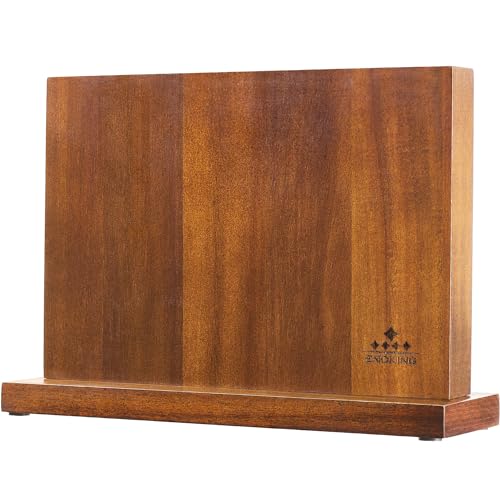 ENOKING كتلة سكاكين مغناطيسية ENOKING 12.5 × 9 بوصة، حامل سكاكين مغناطيسي مزدوج الجوانب مزود بثلاثة مغناطيسات قوية، منظم تخزين سكاكين عالمي من خشب الأكاسيا لمطبخك - Image 1