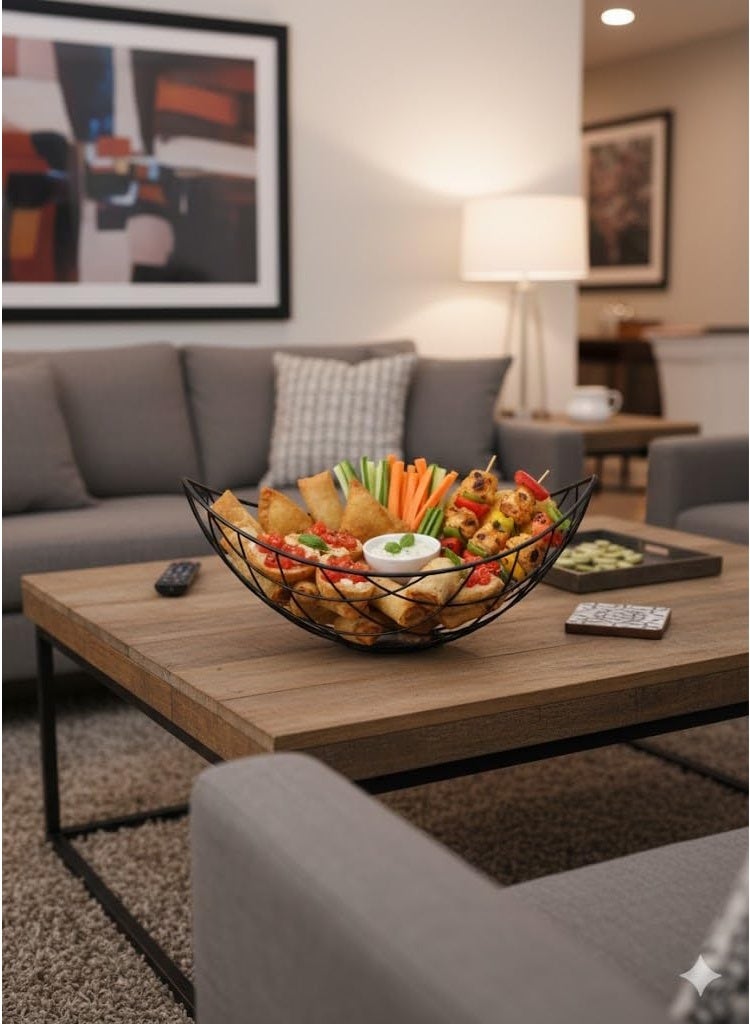 Black Wire Fruit Bowl – Metal Basket for Bread, Snacks and Multi-Purpose Tabletop Organizer - Image 3