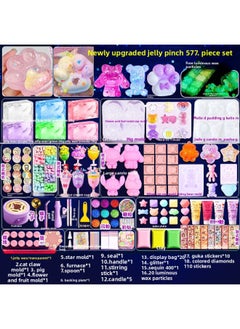 Jelly Wax Pinch Le Fire Paint Seal Fire Paint Wax Grain Mars Seal Fire Paint Seal Decompression Self-made Pinch Le-Specifications:577-piece Set/luminous Wax Particles + Various Molds + Tool Material Package