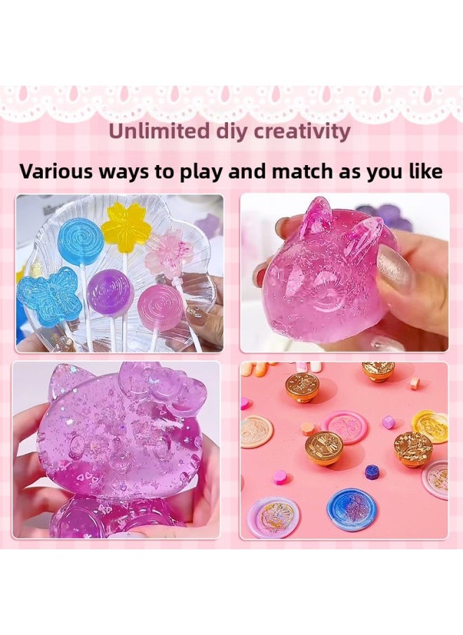 Generic - Jelly Wax Pinch Le Fire Paint Seal Fire Paint Wax Grain Mars Seal Fire Paint Seal Decompression Self-made Pinch Le-Specifications:577-piece Set/luminous Wax Particles + Various Molds + Tool Material Package - Image 1