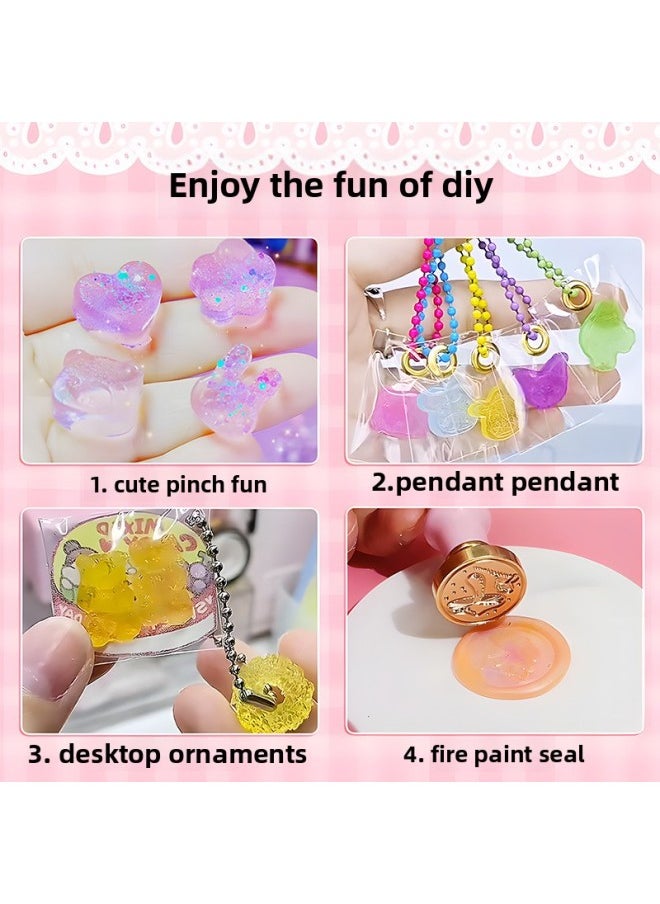 Generic - Jelly Wax Pinch Le Fire Paint Seal Fire Paint Wax Grain Mars Seal Fire Paint Seal Decompression Self-made Pinch Le-Specifications:577-piece Set/luminous Wax Particles + Various Molds + Tool Material Package - Image 1