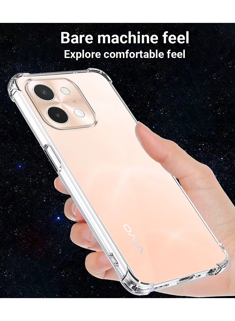 Vivo Y28 4G Clear Case, Shock-Absorption TPU Cell Phone Cover with Reinforced Corners, Soft Flexible & Crystal Clear Protective Bumper Case