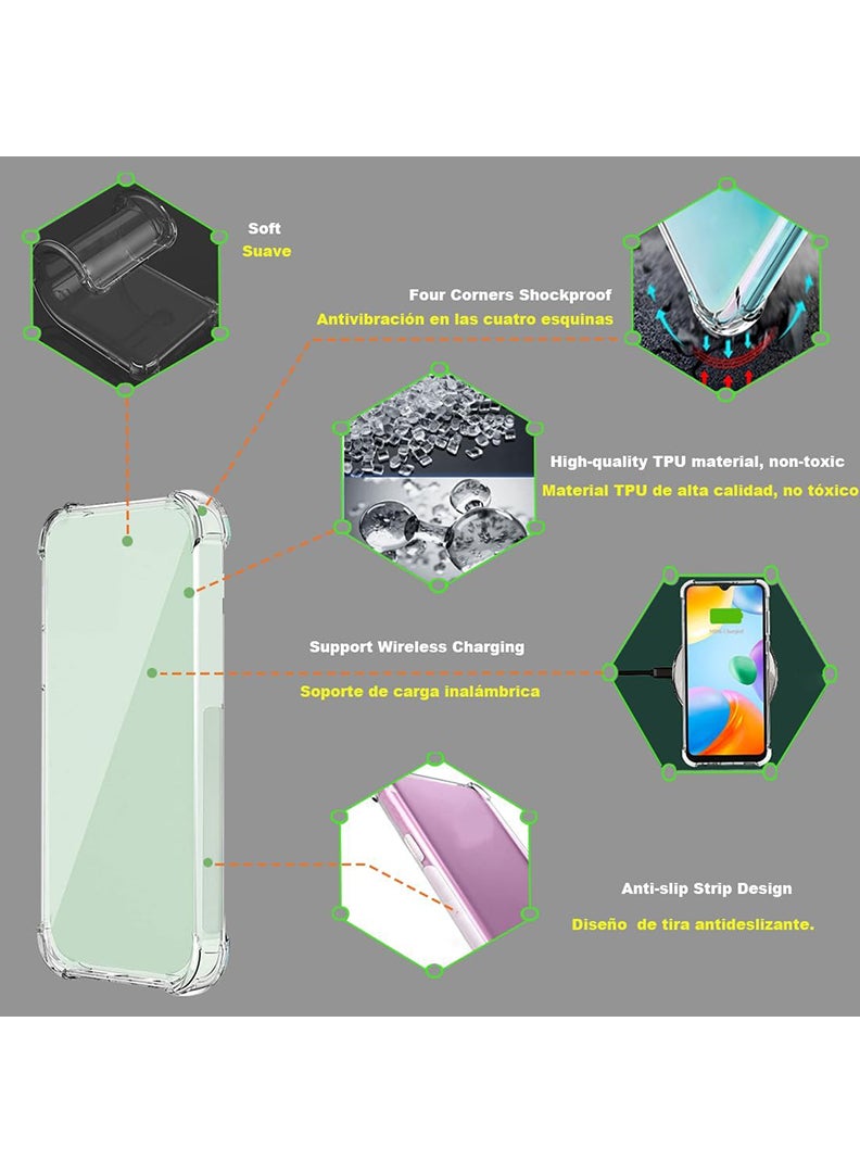 Vivo Y28 4G Clear Case, Shock-Absorption TPU Cell Phone Cover with Reinforced Corners, Soft Flexible & Crystal Clear Protective Bumper Case