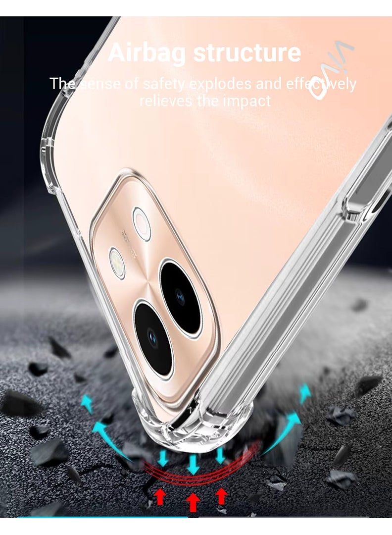 Vivo Y28 4G Clear Case, Shock-Absorption TPU Cell Phone Cover with Reinforced Corners, Soft Flexible & Crystal Clear Protective Bumper Case